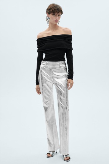 Metallic Straight-Fit Trousers from Mango