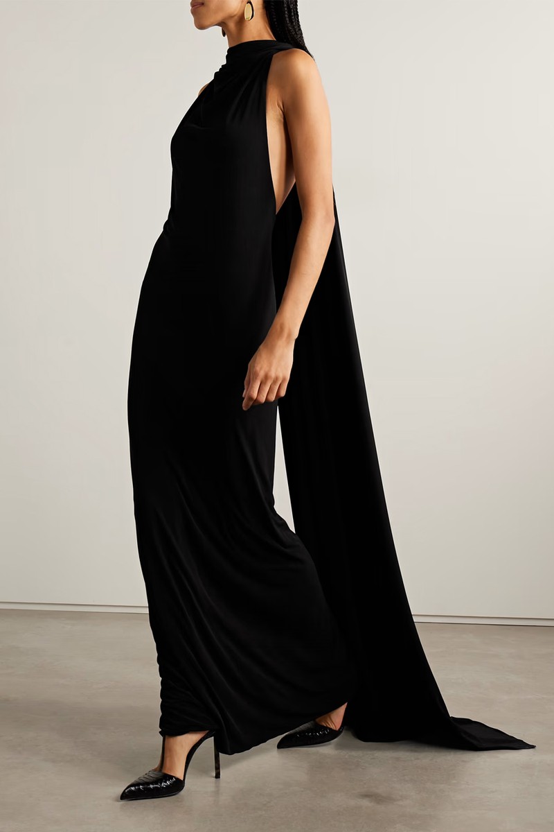 The Presley Cape-Effect Draped Stretch-Jersey Gown from Brandon Maxwell