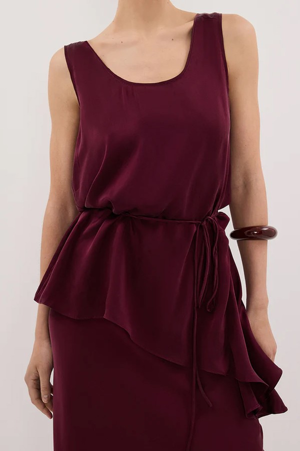 Lettie Merlot Silk Cami Top from Dissh