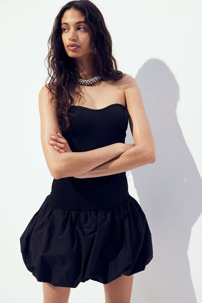 Bubble-Hem Bandeau Dress