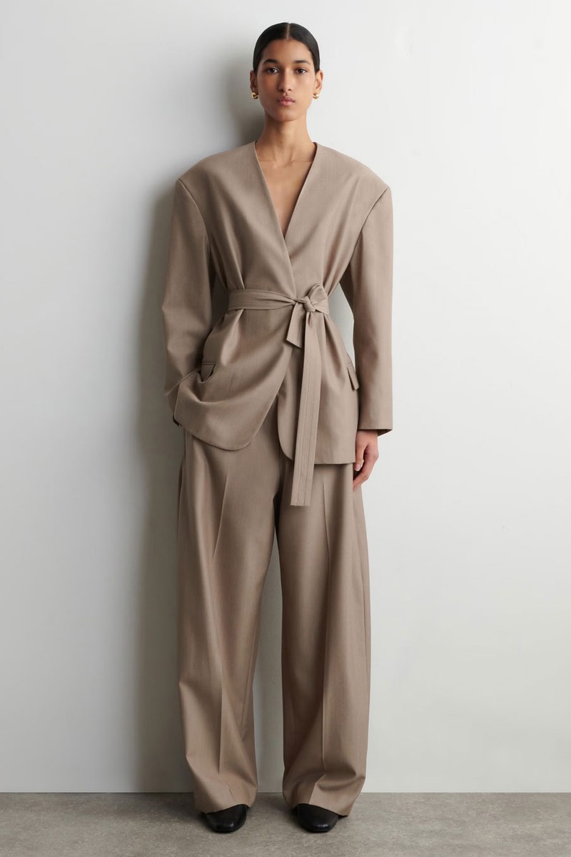 Collarless Belted Blazer