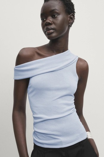 Top With Asymmetric Draped Neckline  from Massimo Dutti