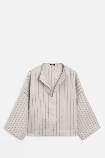 Contrast Striped Linen Blend Shirt