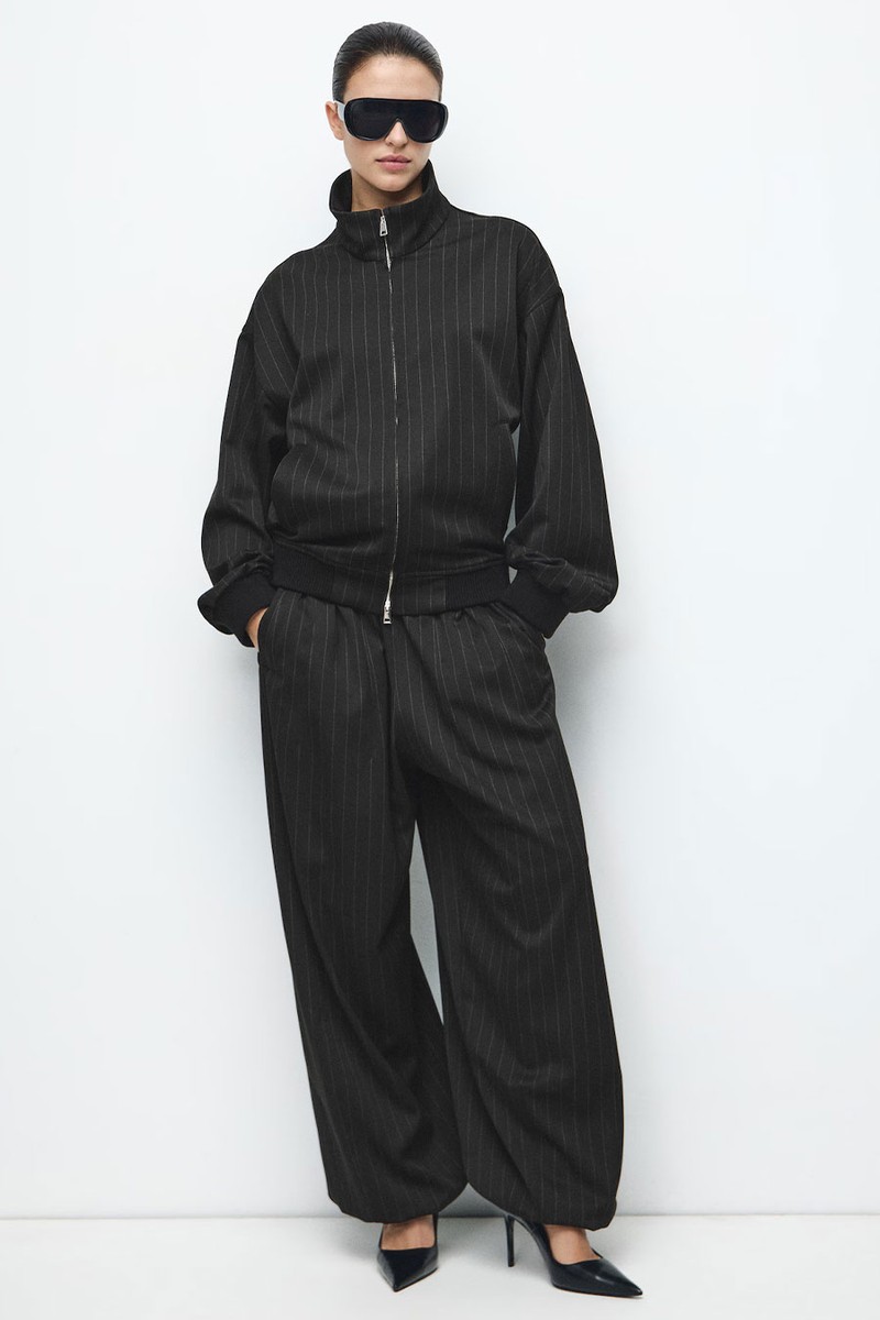 Pinstripe Bomber Jacket