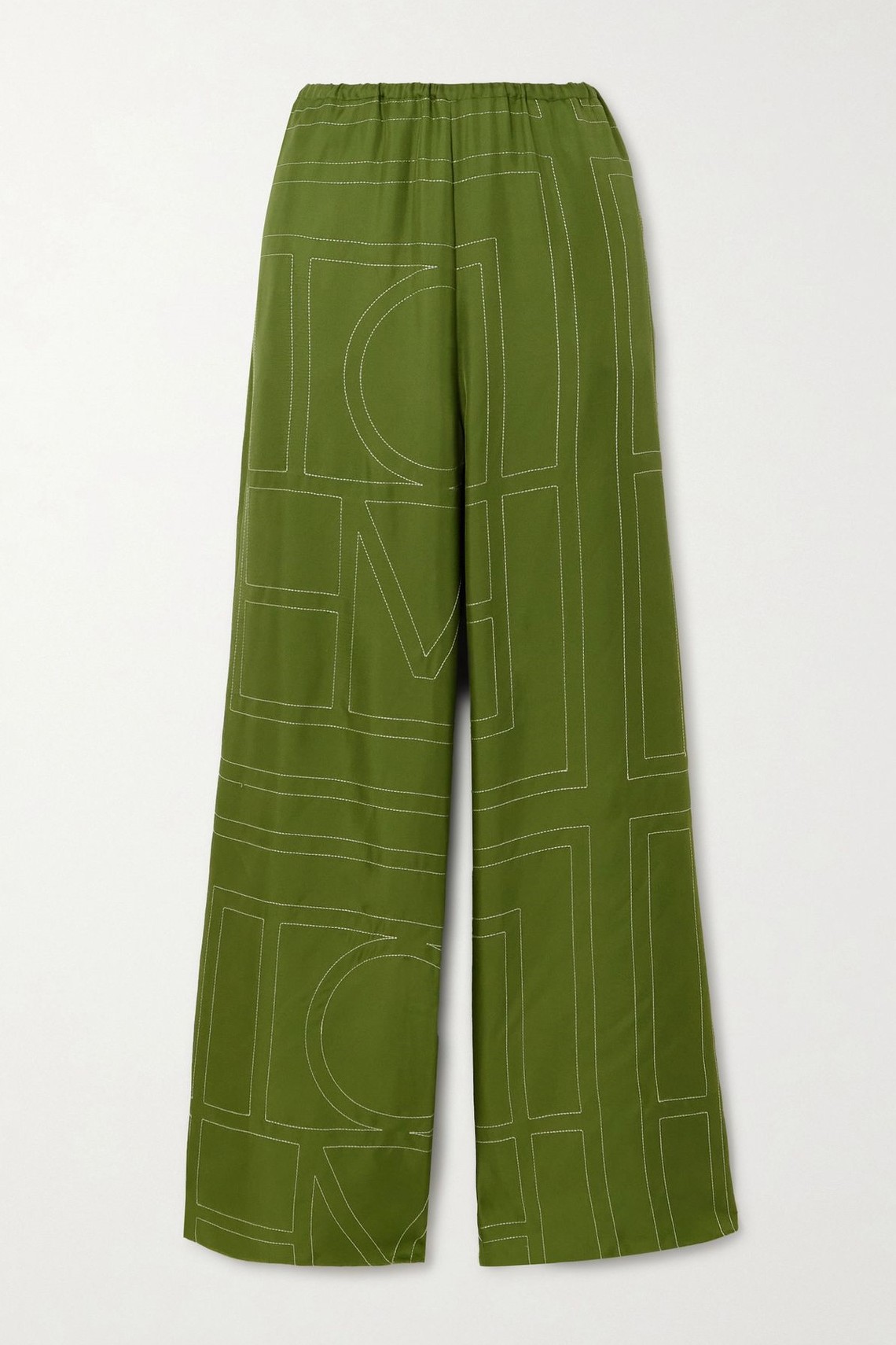 Embroidered Silk-Twill Wide-Leg Pants from Toteme