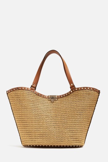 Rockstud Raffia Tote Bag from Valentino Garavani