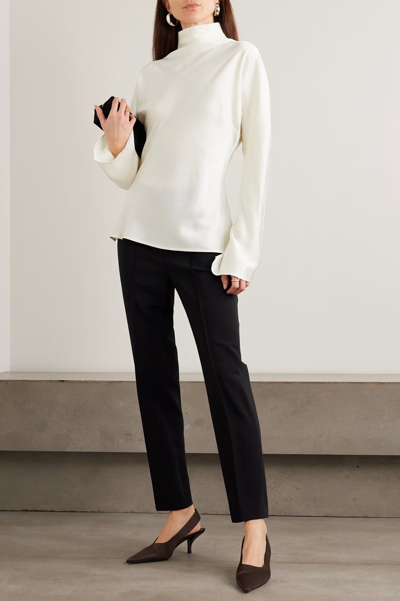 Draped Satin Turtleneck Top from RÓHE