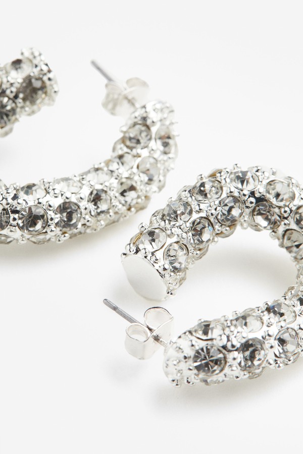 Rhinestone-Decorated Hoop Earrings