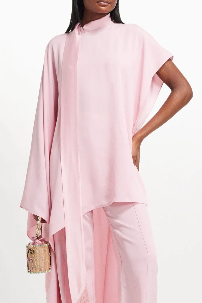 California Asymmetric Crepe Kaftan Mini Dress from Taller Marmo