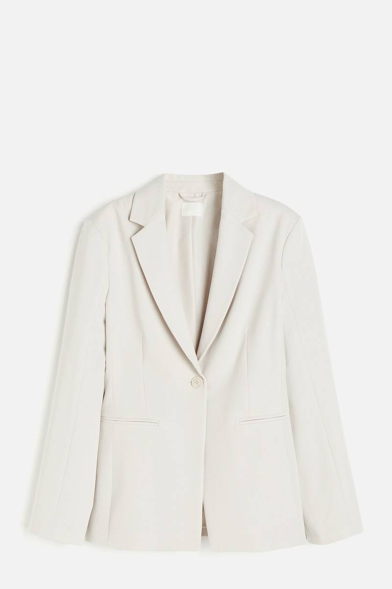 Tapered-Waist Twill Blazer