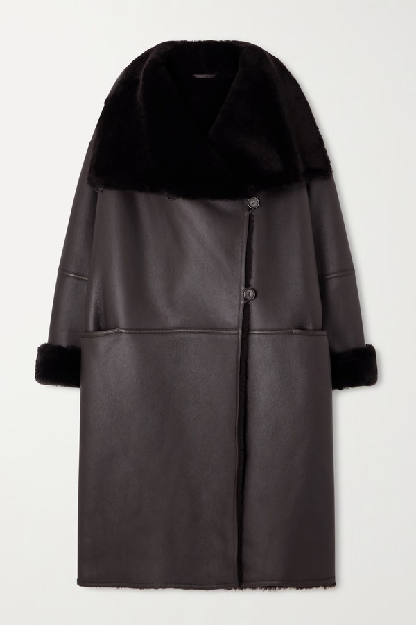 Paneled Shearling Coat from Toteme