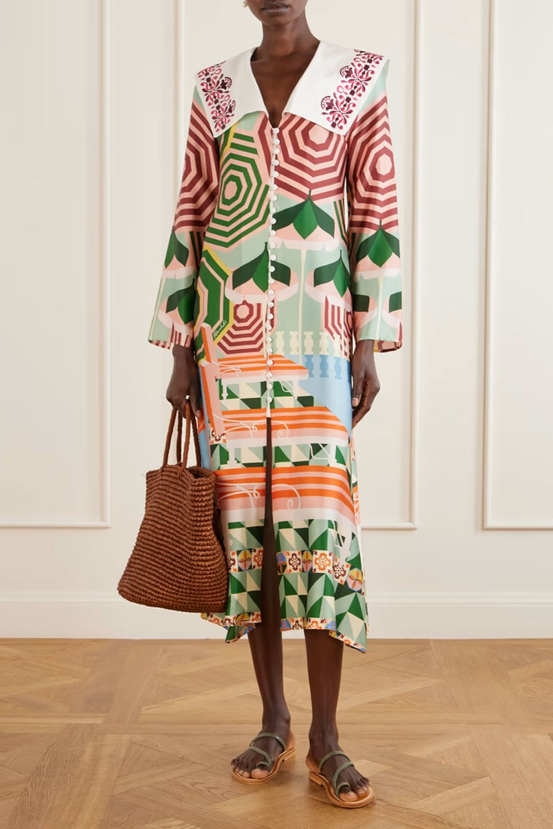 Sofia Printed Silk-Blend Satin Midi Dress from Cristiano Marcheli