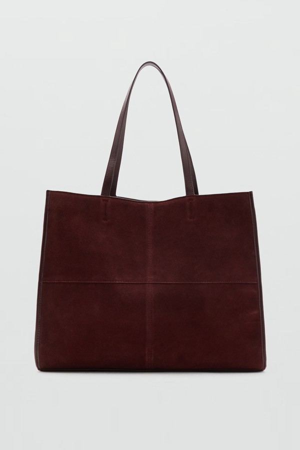 Suede Leather Shopper Bag from Mango