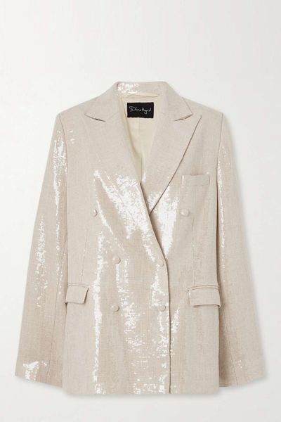 Double-Breasted Sequined Gauze Blazer from Dima Ayad