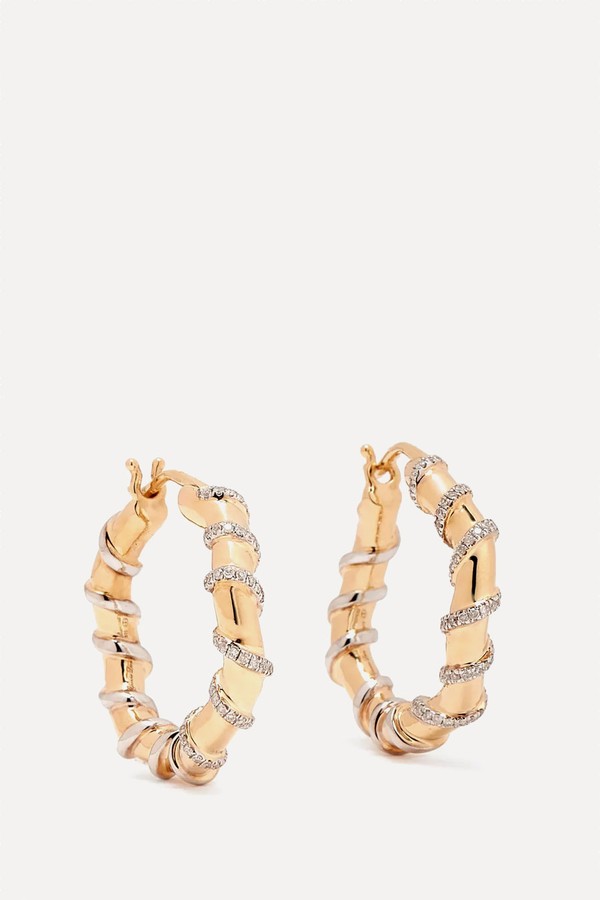 Twisted Creoles Diamond Hoop Earrings from Yvonne Leon