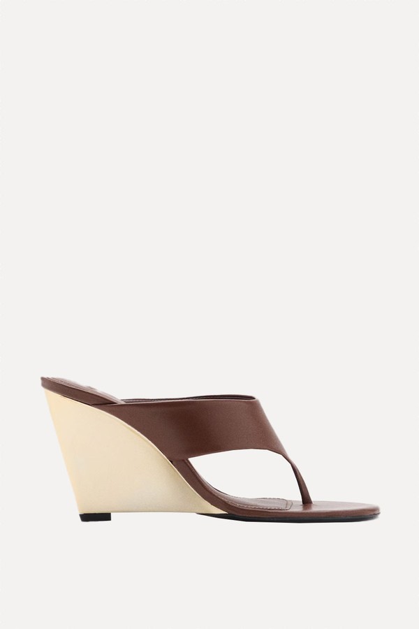 Contrast Wedge Leather Sandals
