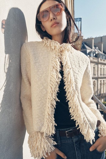 Knit Cardigan With Fringing