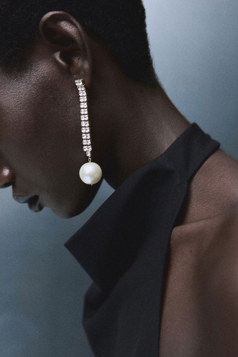 Combined Pearl Drop Earrings from Mango