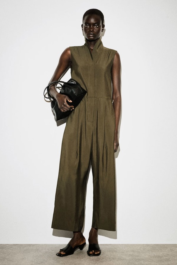 Shawl-Collar Utility Jumpsuit