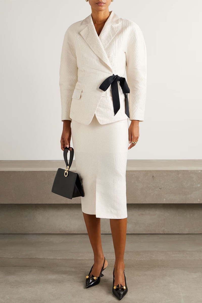 Belted Textured-Satin Jacket from Lanvin