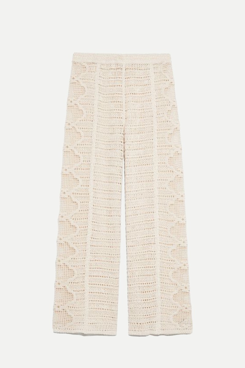 Embroidered Crochet Trousers from Oysho