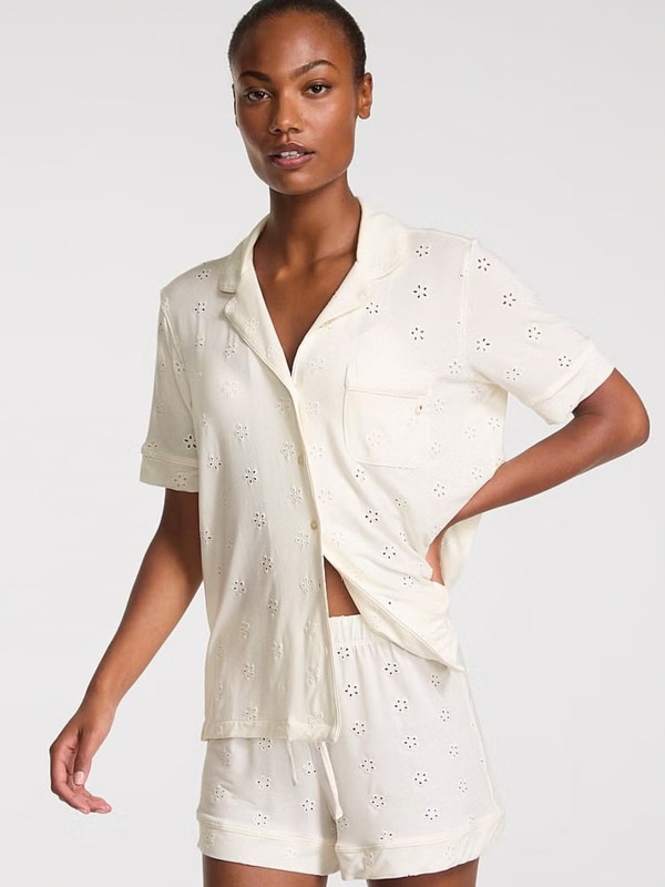 Modal Soft Eyelet Short Pajama Set