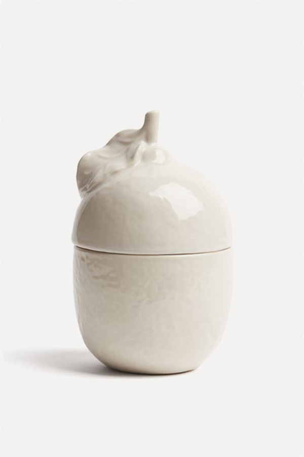 Lemon-Shaped Stoneware Jar