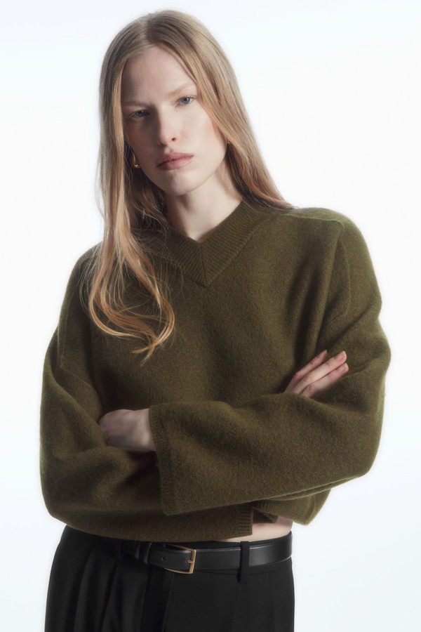 Cropped V-Neck Wool Jumper from COS