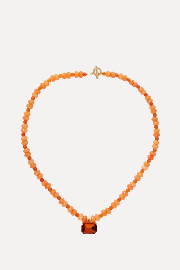 Salerno Gold-Plated, Carnelian & Crystal Necklace from Jennifer Behr