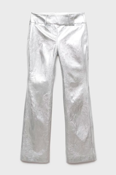 Metallic Straight-Fit Trousers