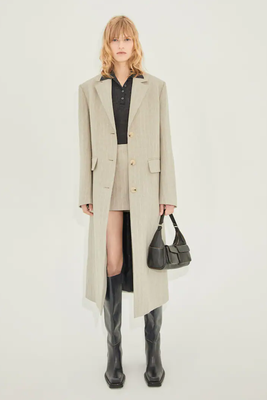 Pinstripe Wool Suiting Fabric Coat from Mango