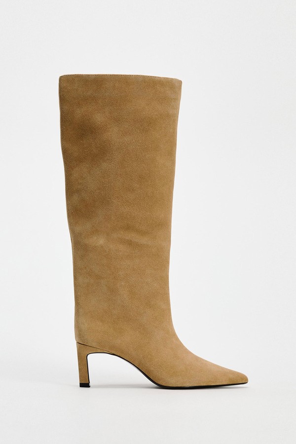 Split Suede Heeled Boots