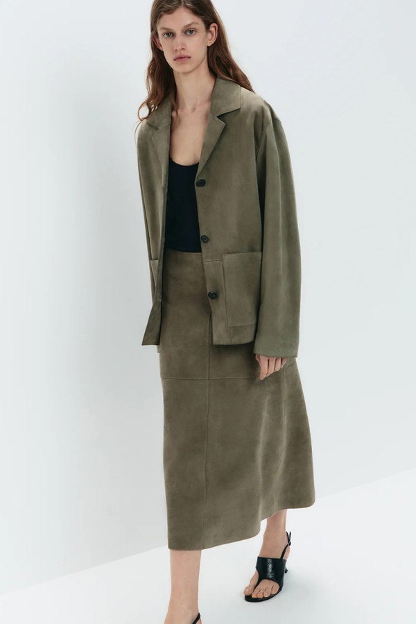 Suede Midi Skirt