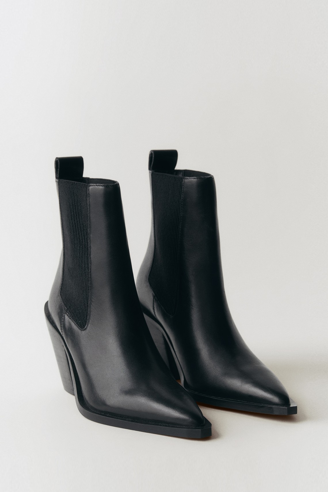 Leather Pointed Ankle Boots from Mango