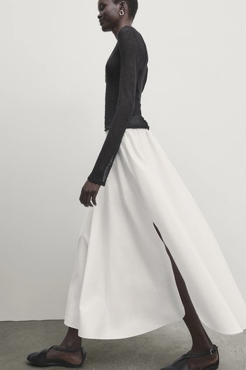 Voluminous Poplin Midi Skirt from Massimo Dutti