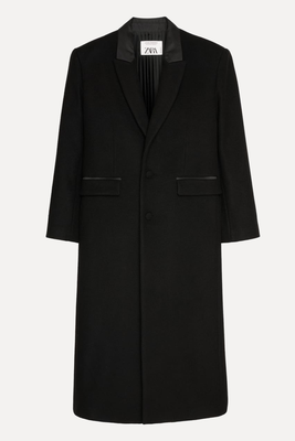 Wool Blend Coat With Pleated Lining from Zara