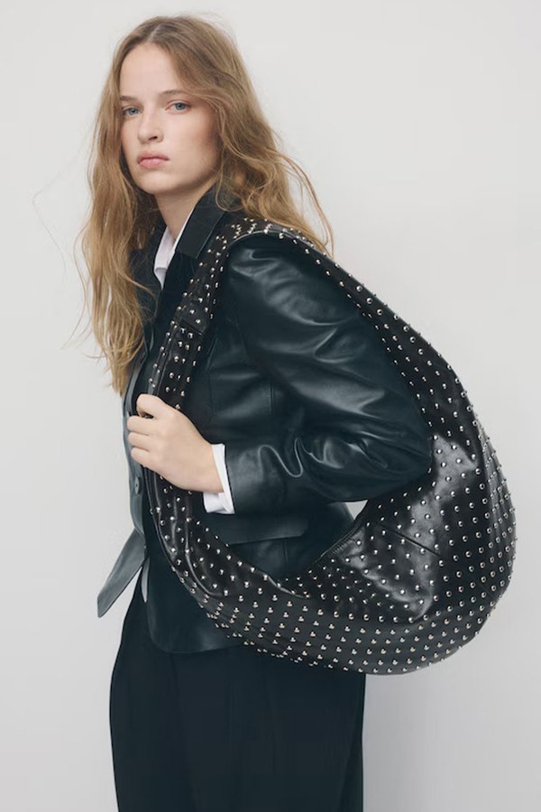 Oval Studded Shoulder Bag