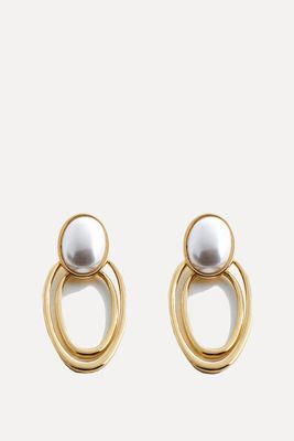 Mother-Of-Pearl Oval Earrings from Mango