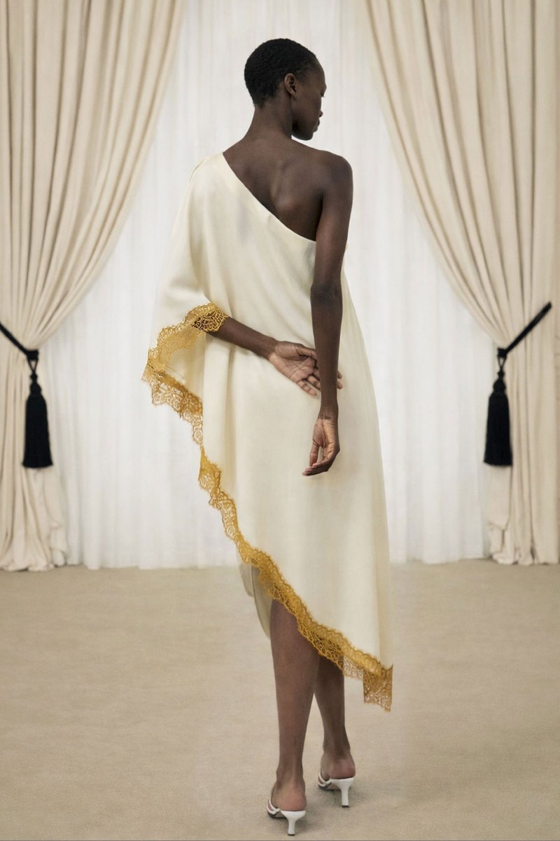 Asymmetric Lace Edge Dress