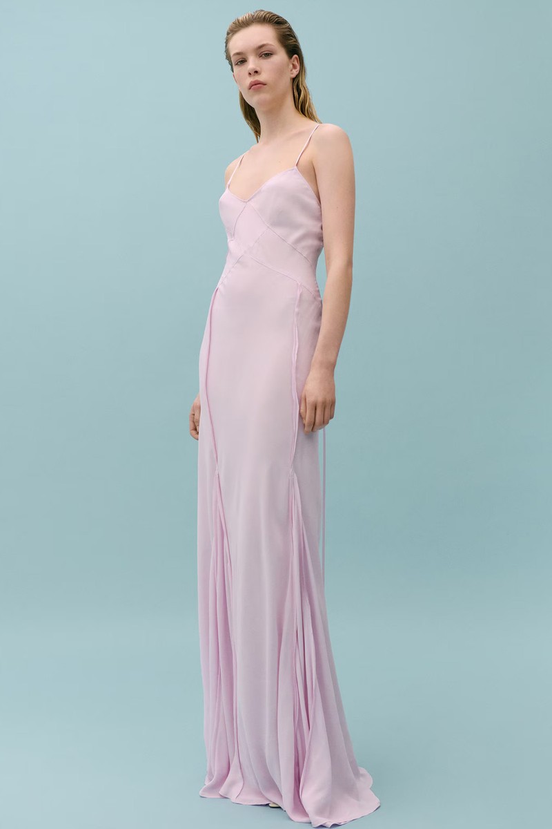 Godets Dress With Decorative Stitching, AED 1,200 | Victoria Beckham X Mango