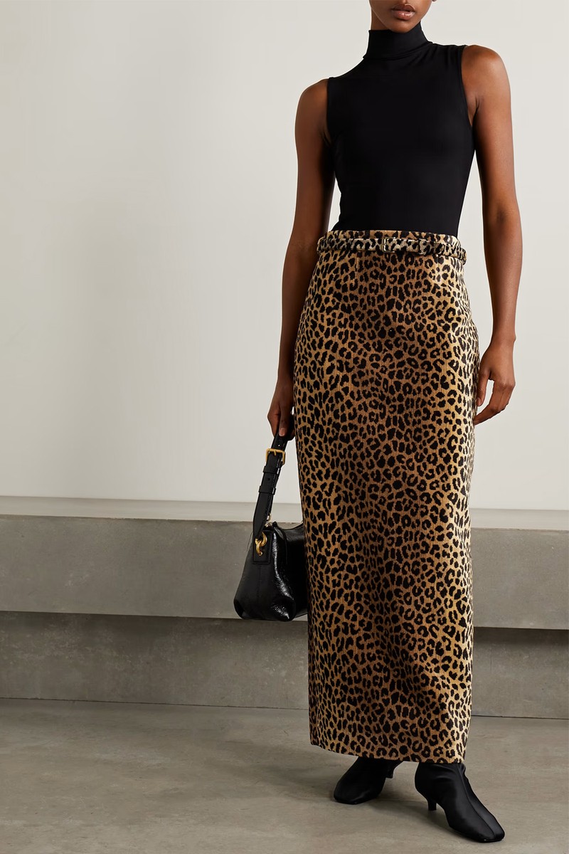 Levi Belted Leopard-Print Chenille Maxi Skirt from Adam Lippes
