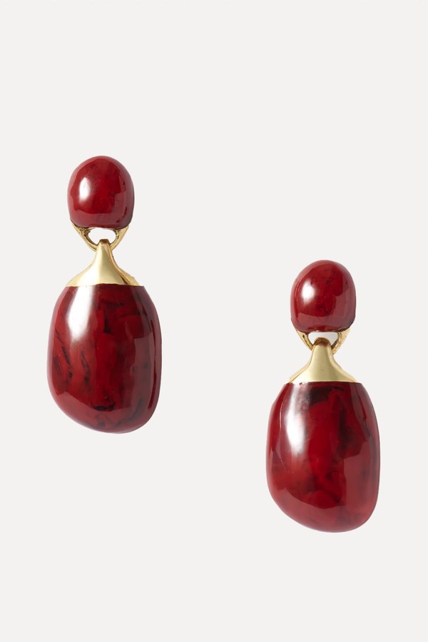 Small River Rock Gold-Plated & Resin Earrings from Dinosaur Designs