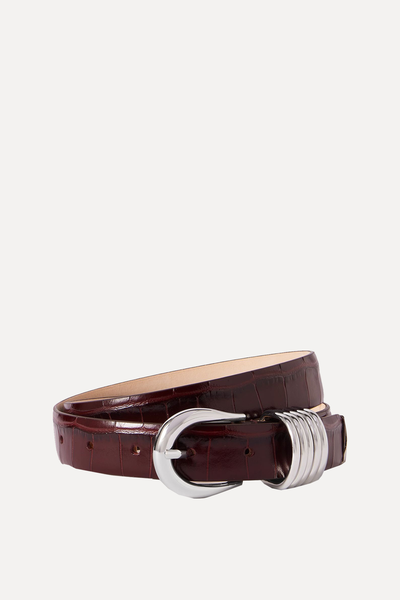 Hollyhock Croc-Effect Leather Belt