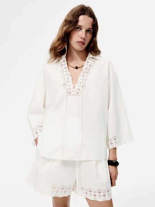 Broderie-Anglaise Cotton Shorts