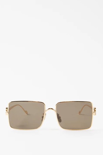 Anagram-Logo Square Metal Sunglasses from Loewe Eyewear