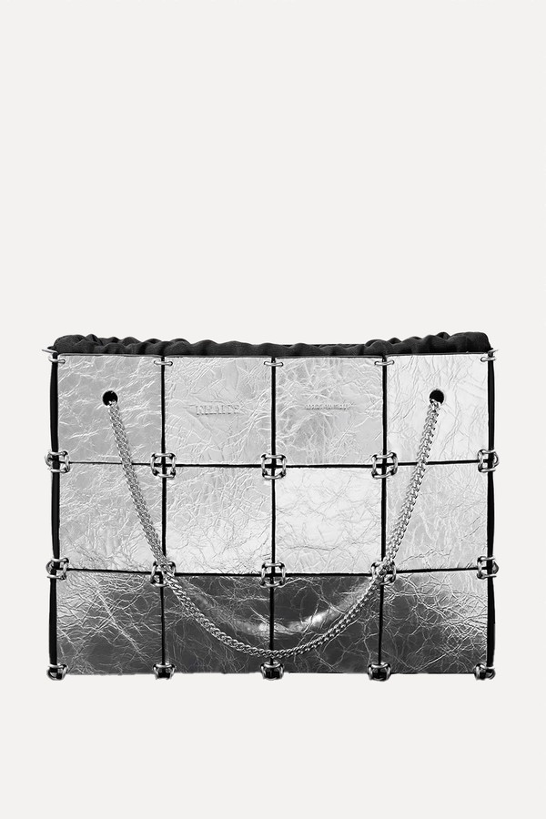 Emma Mini Embellished Metallic Crinkled-Leather Tote from Khaite 