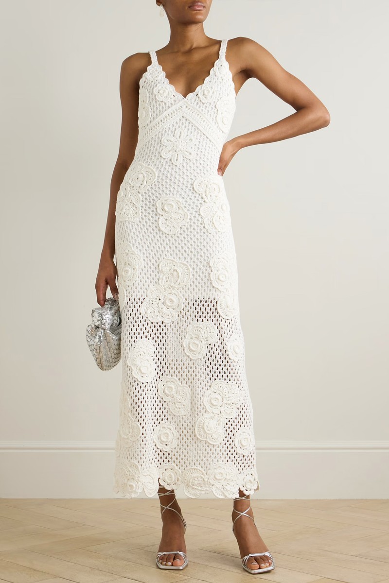 Rohesia Appliquéd Crochet Cotton Maxi Dress from LoveShackFancy