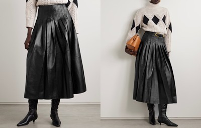 Frankie Pleated Leather Midi Skirt from Altuzarra