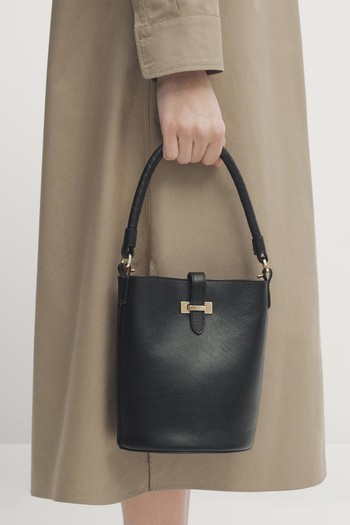 Nappa Leather Mini Bucket Bag With Buckle