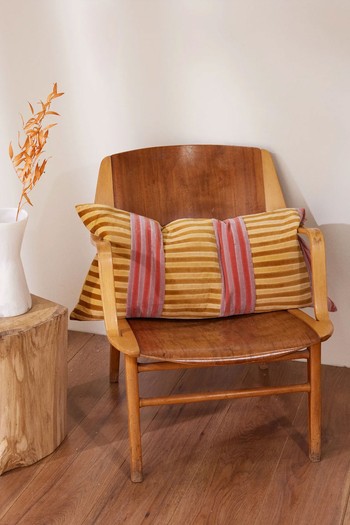 Vida Striped Cotton-Velvet Cushion from Christina Lundsteen 